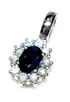 Anhänger Sommer Gioielli Dame KATE in Weißgold Zaffiro blu 0.60 Ct KATE ZAF CT 0.60 DIA 0.22 G/VS - KATE ZAF CT 0.60 DIA 0.22 G/VS